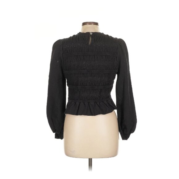 Sea New York Rita Smocked Navy Blue Jersey Long Sleeve Smocked Top Large - Picture 5 of 11